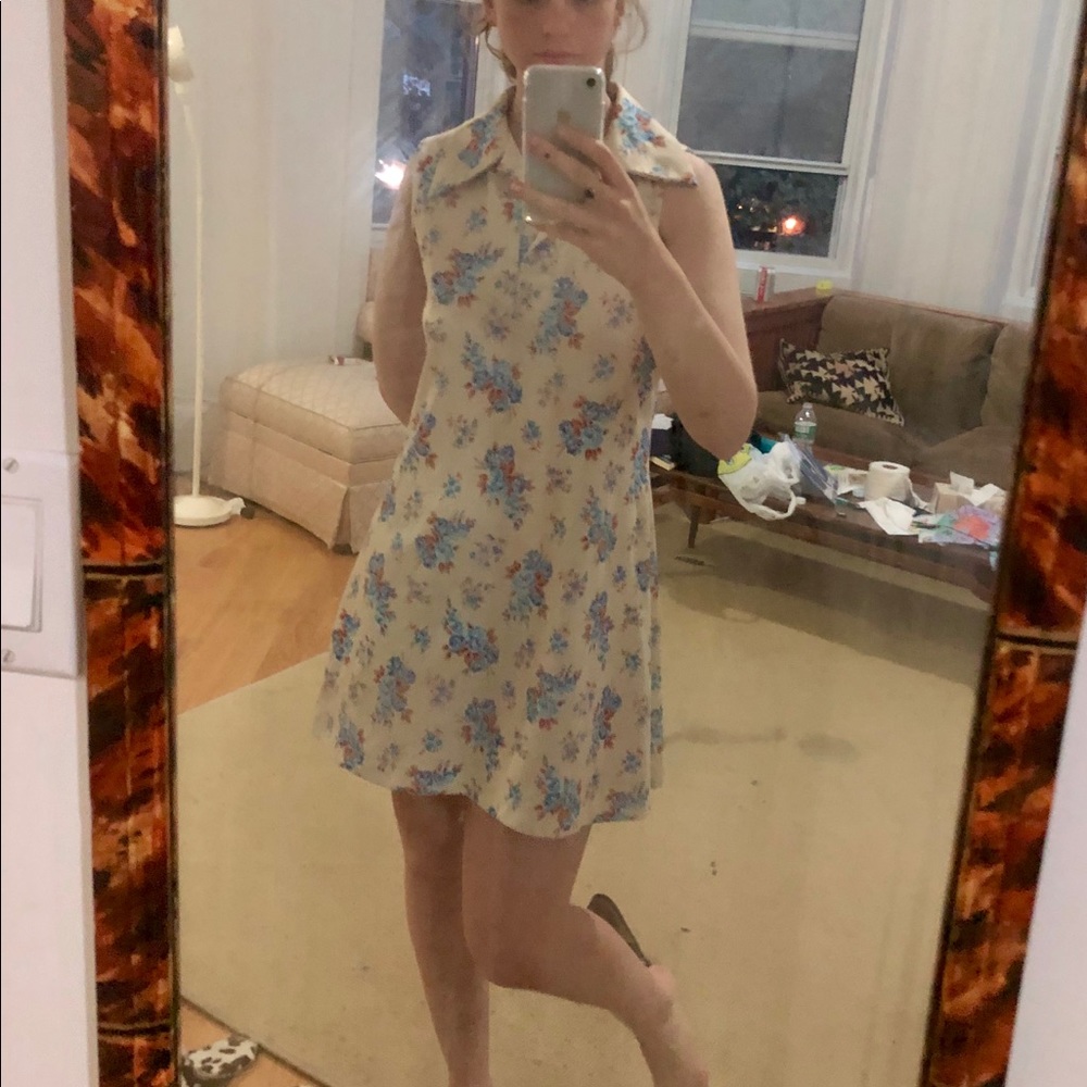 Vintage collared floral a-line dress